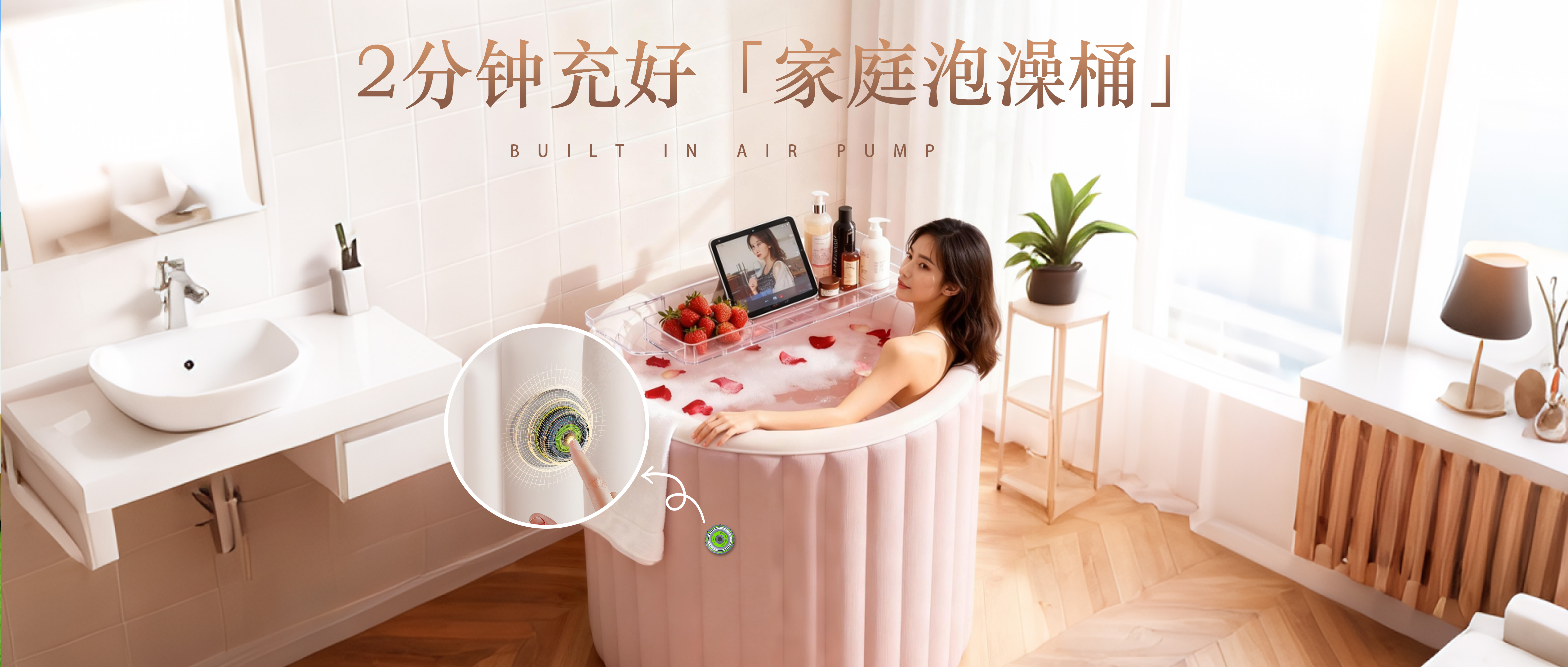 冬天泡澡超省心！2 分钟充好「家庭泡澡桶」，这个气